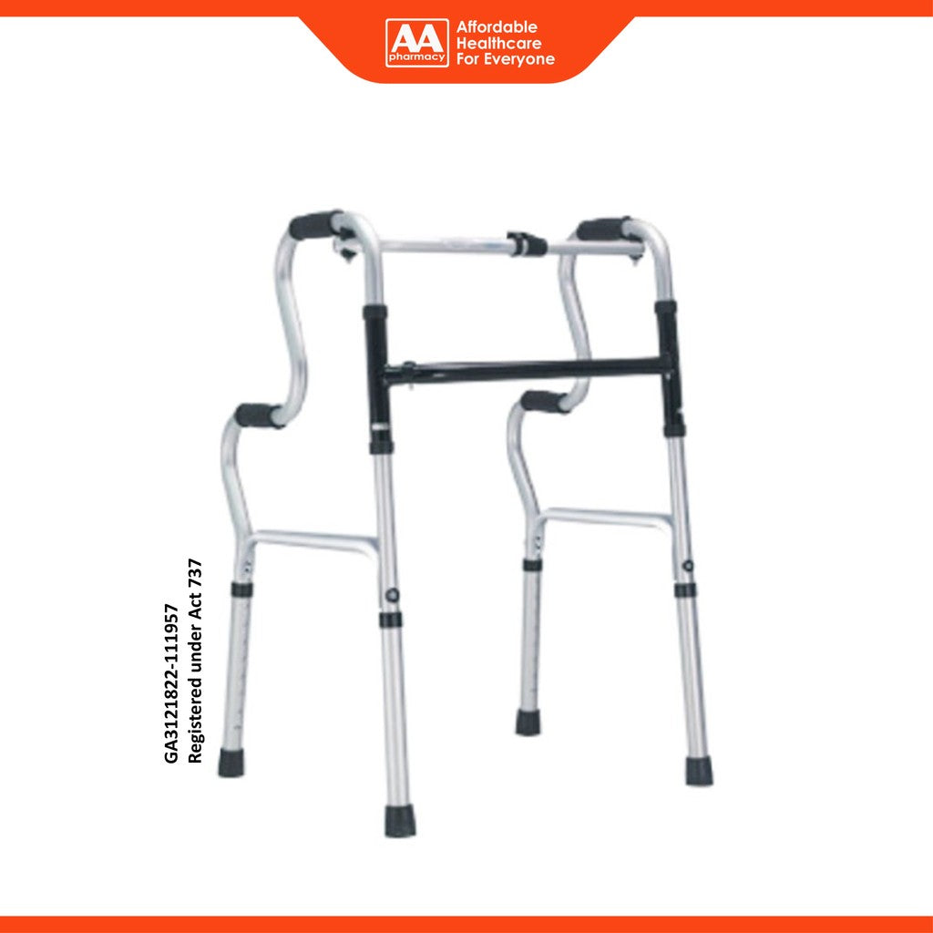 Movease Height Adjustable Foldable Aluminium Walking Frame Curved - Without Wheels