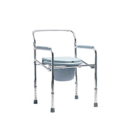 Movease Height Adjustable Foldable Chromed Steel Commode Chair Toilet Aid - Without Wheels
