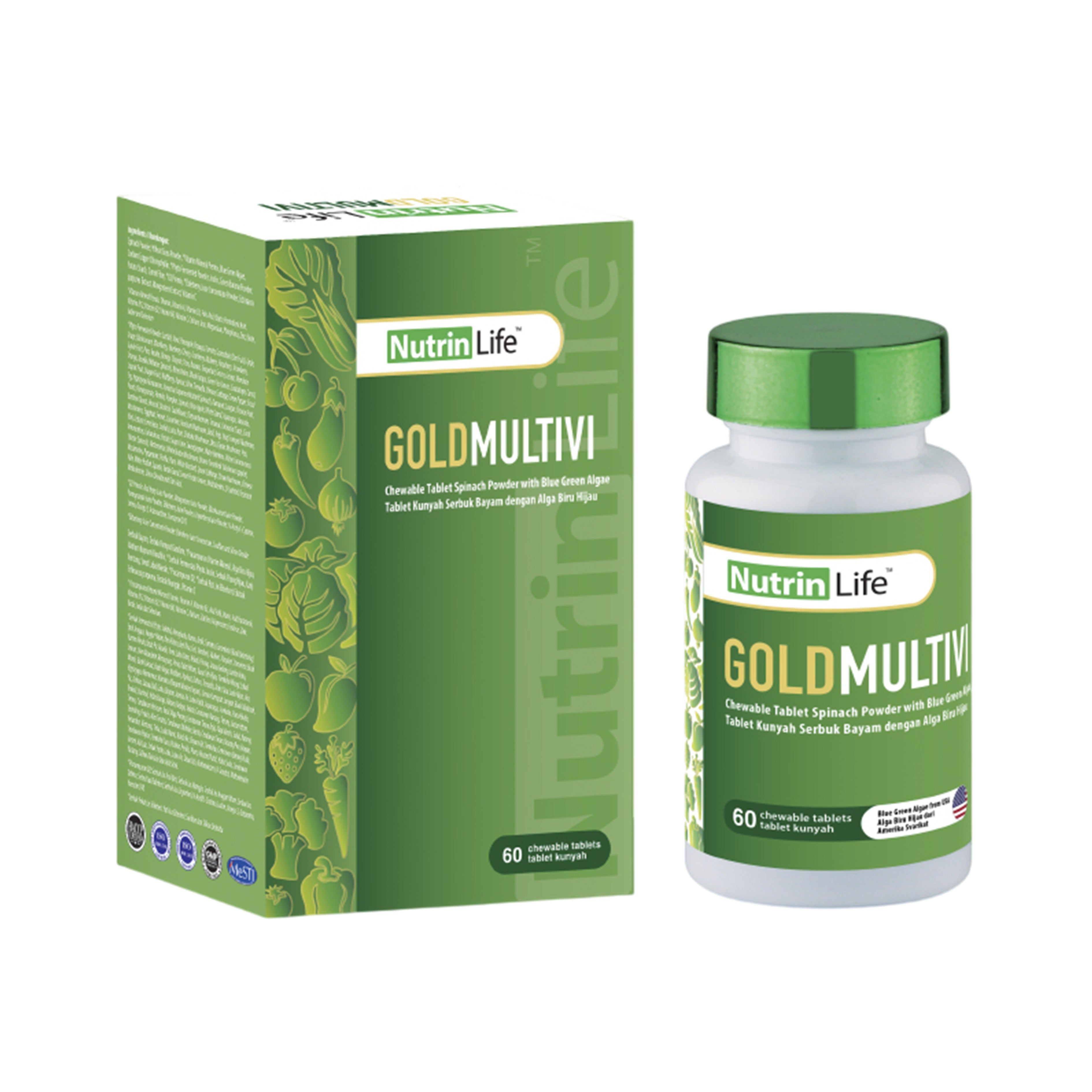 NutrinLife GoldMultivi (Spinach Powder with Blue Green Algae) Chewable Tablet 60's