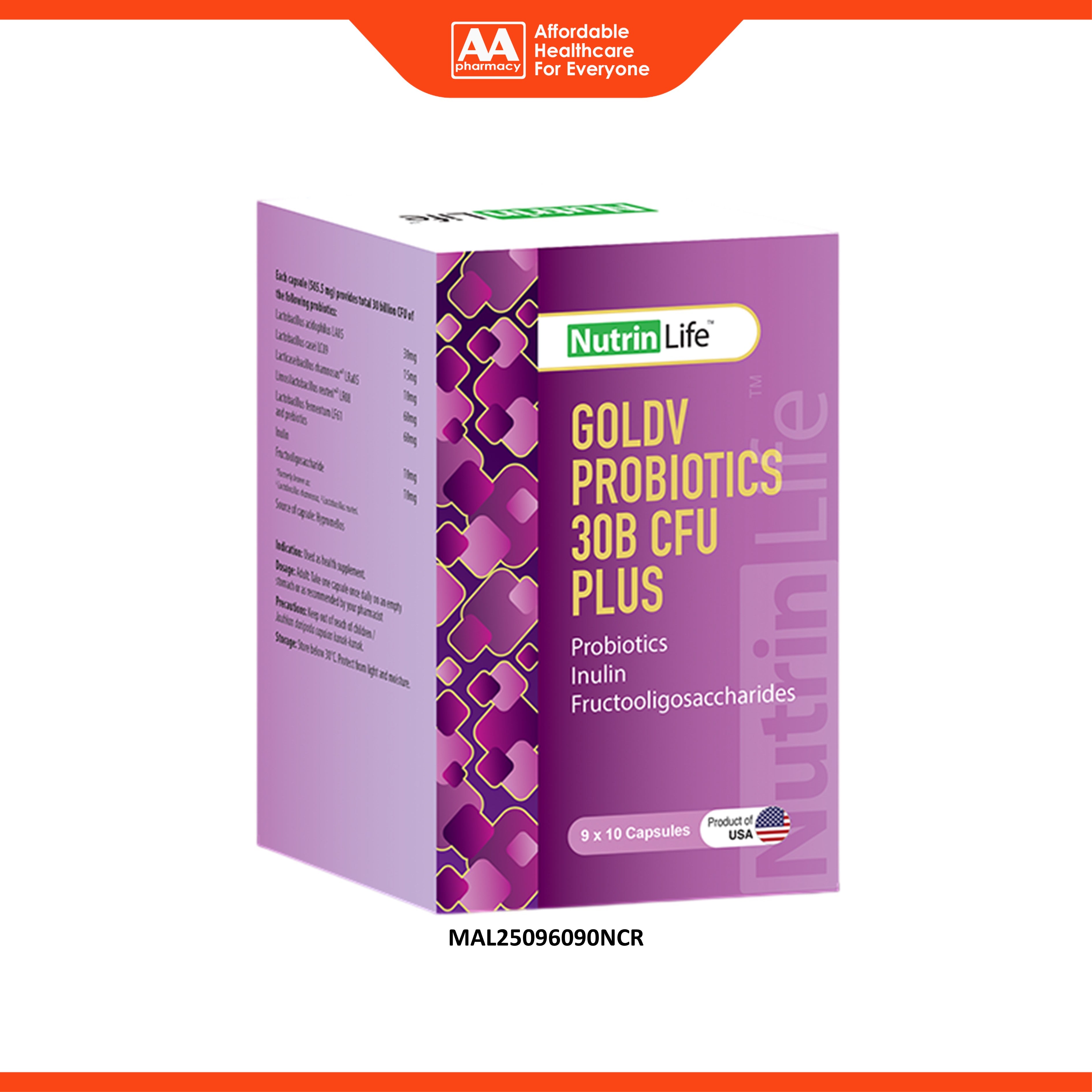 NutrinLife GoldV Probiotics 30B CFU Plus Capsule 9x10's