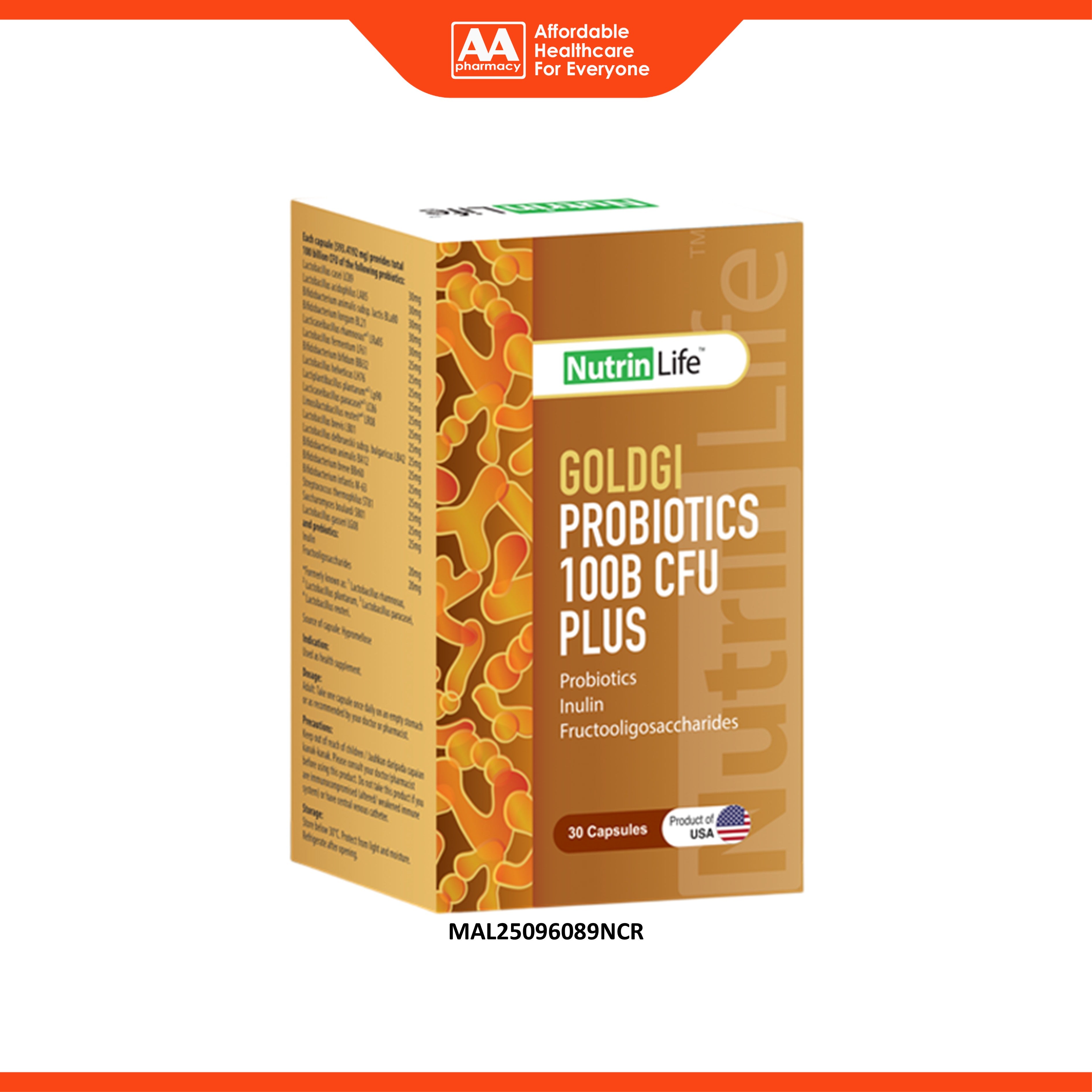 NutrinLife GoldGI Probiotics 100B CFU Plus Capsule 30's