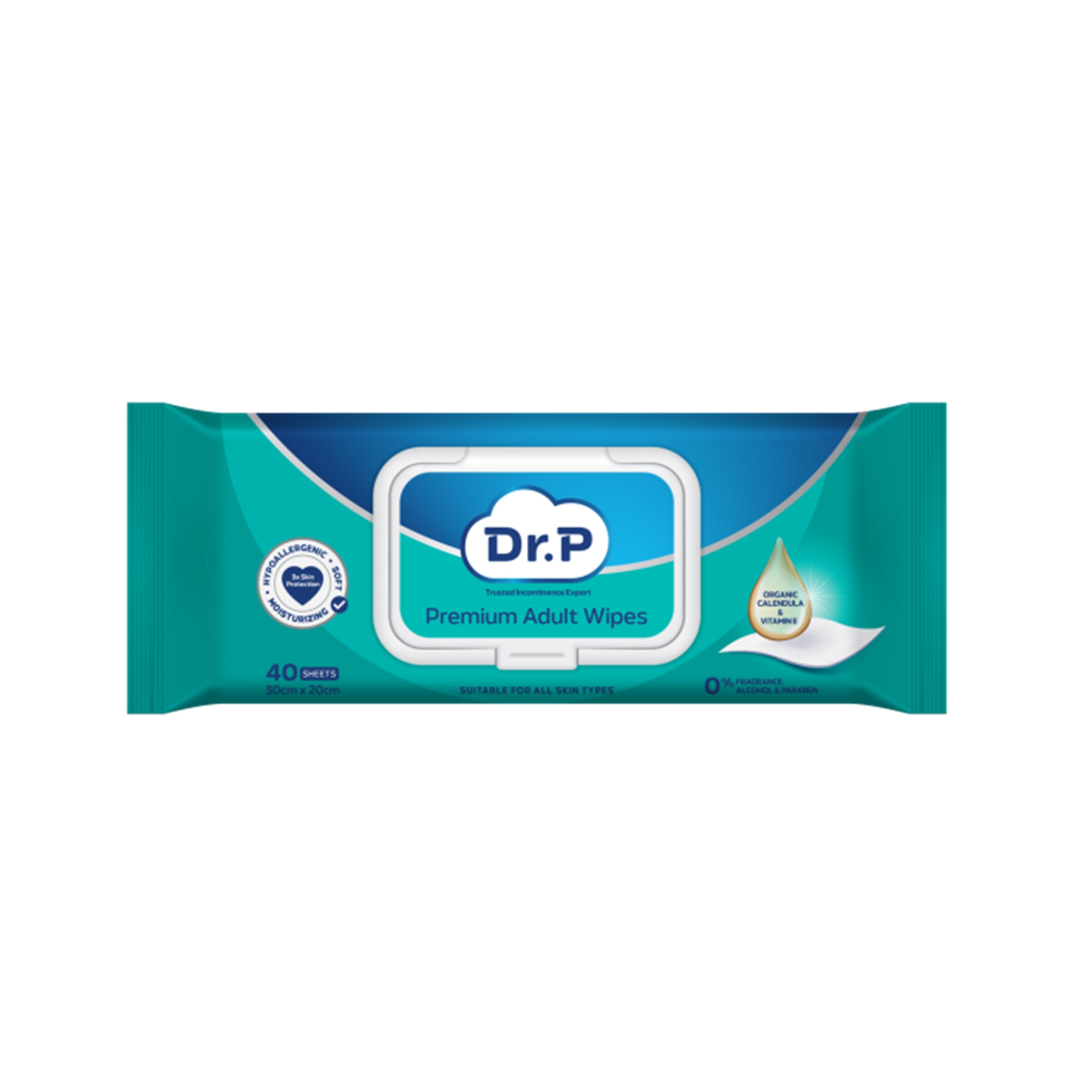 Dr. P Premium Adult Wipes (30cmx20cm) 40's
