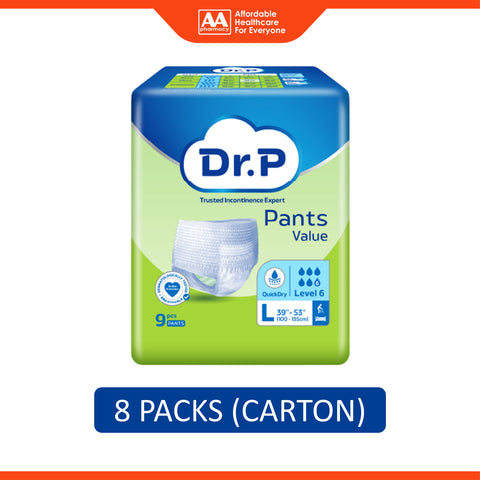 Dr. P Value Adult Pants Size L 9's (100-135cm / 39-53 inches) [8 Packs/Carton]