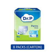 Dr. P Value Adult Pants Size XL 8's (120-160cm / 47-63 inches) [8 Packs/Carton]