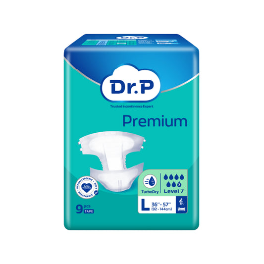 Dr. P Premium Adult Diapers Size L 9's (92-144cm / 36-57 inches)