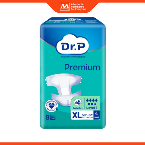Dr. P Premium Adult Diapers Size XL 8's (127-157cm / 50-62 inches)