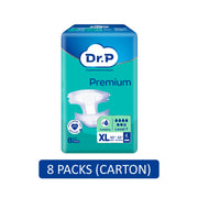 Dr. P Premium Adult Diapers Size XL 8's (127-157cm / 50-62 inches) [8 Packs/Carton]