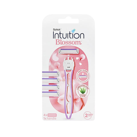 Schick Intuition Blossom 2 Razor Kit 4's (1 Handle, 4 Cartridges)