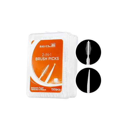Basics by AA 2-in-1 Brush Picks 150's (Removes Food Particles and Plaque)
