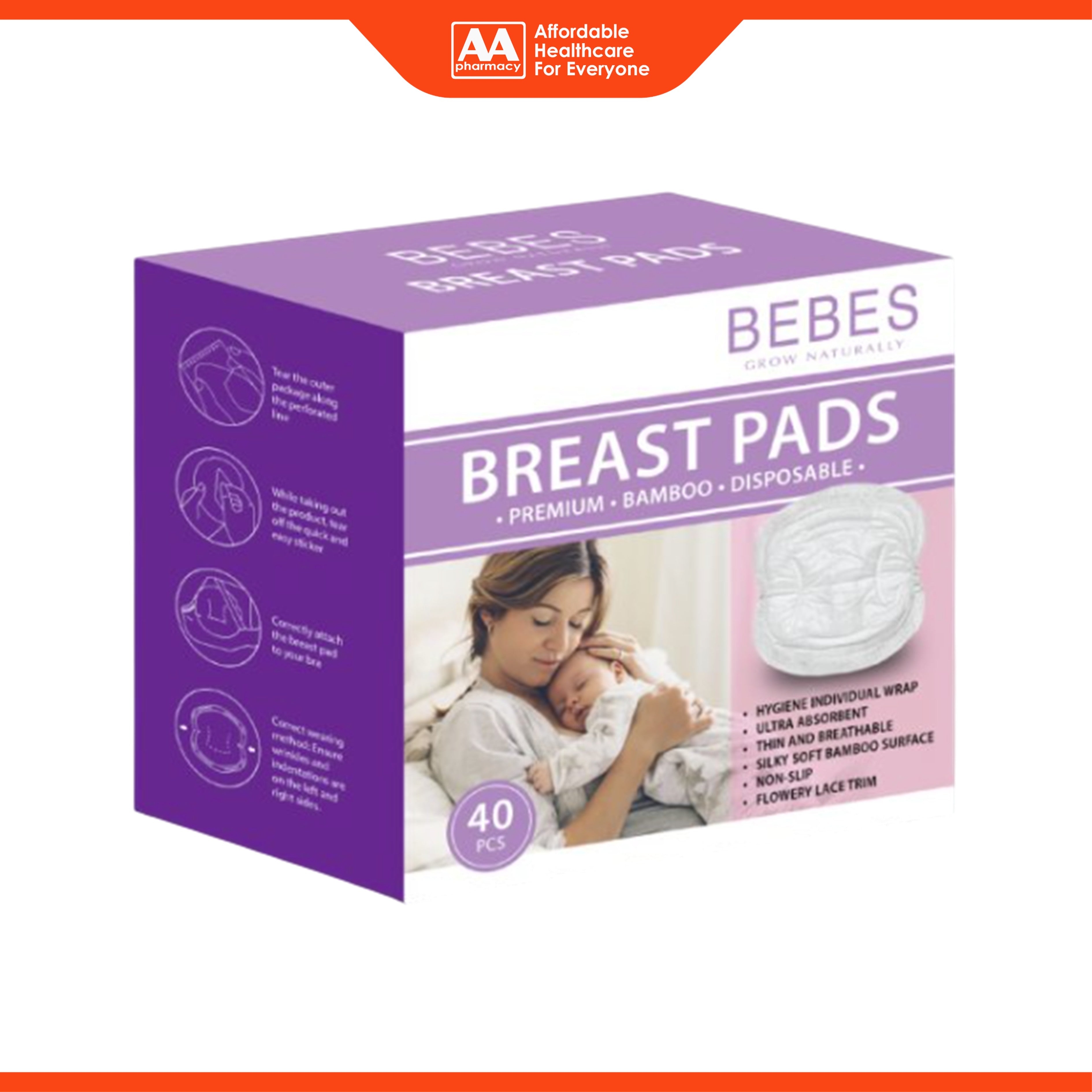 Bebes Premium Bamboo Disposable Breast Pad 40's