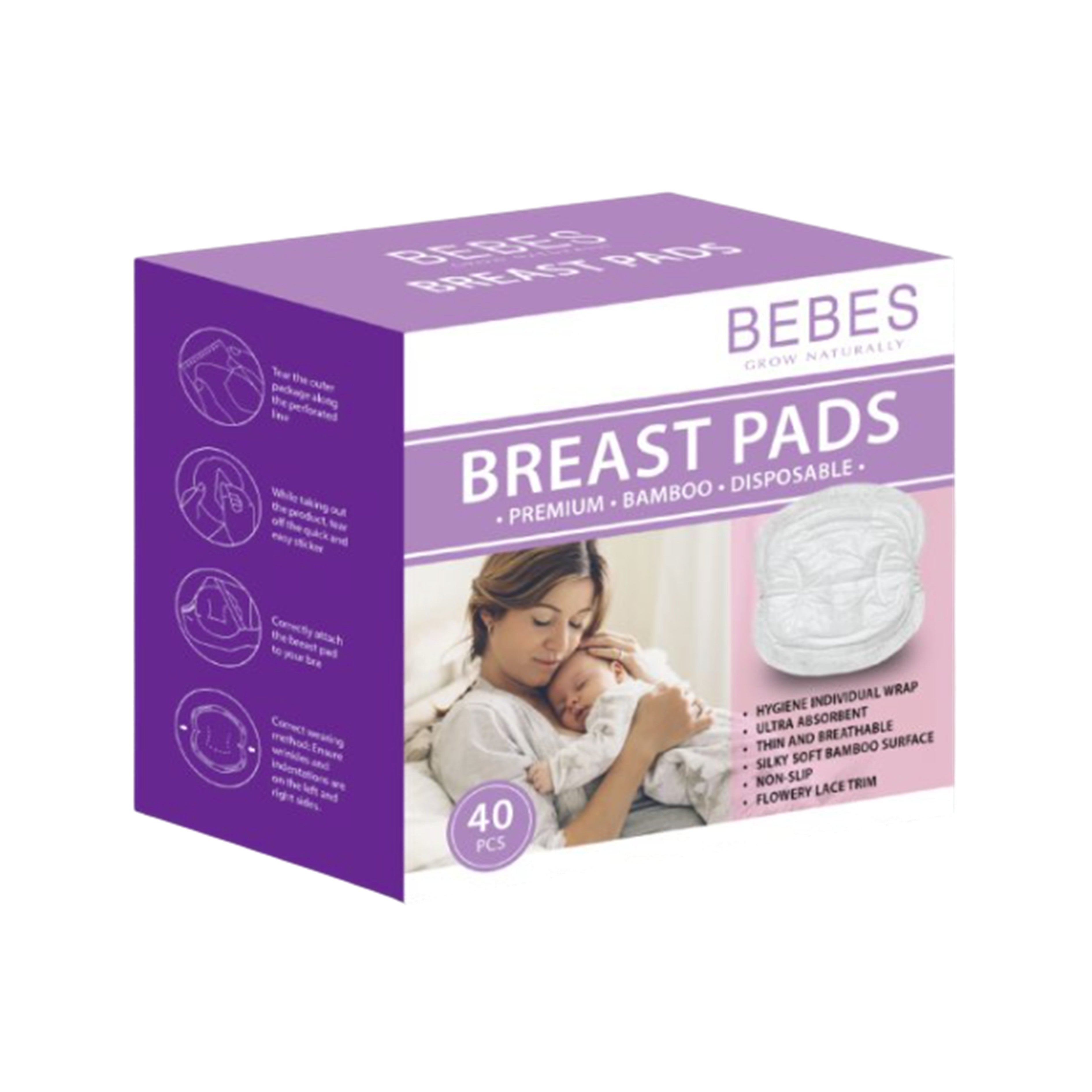 Bebes Premium Bamboo Disposable Breast Pad 40's
