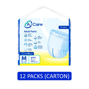A-Care Adult Pants Size M 10's (50-112cm / 19-44 inches) [12 Packs/Carton]