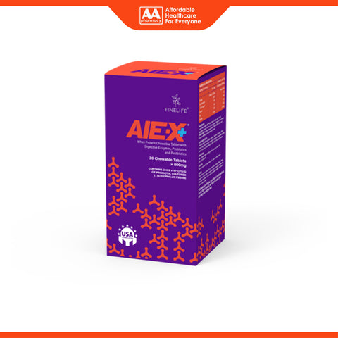Finelife AIE-X+ (Whey Protein with Digestive Enzymes, Probiotics and Postbiotics) Chewable Tablet 30's