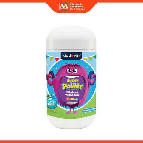 KiddoVits Super Power (Elderberry, Vitamin C and Zinc) Gummy 60's (Mixed Berries Flavour)