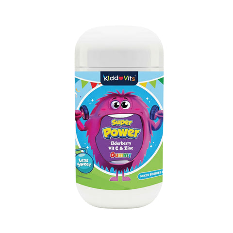 KiddoVits Super Power (Elderberry, Vitamin C and Zinc) Gummy 60's (Mixed Berries Flavour)