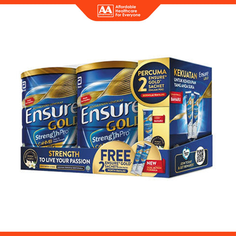 Abbott Ensure Gold StrengthPro Complete Nutrition Drink (Vanilla Flavour) 800gx2's FOC 2 Sachets