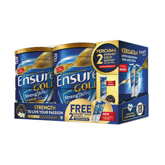 Abbott Ensure Gold StrengthPro Complete Nutrition Drink (Vanilla Flavour) 800gx2's FOC 2 Sachets