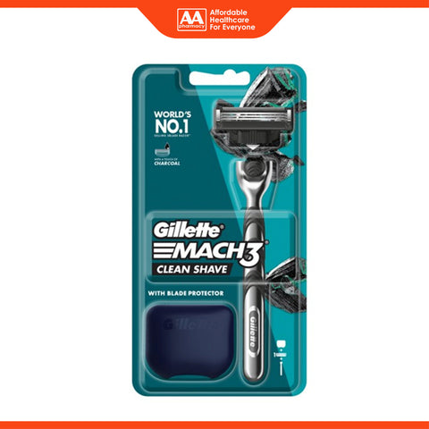 Gillette Mach 3 Clean Shave Razor (1 Handle, 1 Cartridge, 1 Travel Cover)