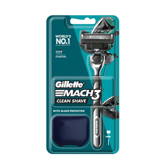 Gillette Mach 3 Clean Shave Razor (1 Handle, 1 Cartridge, 1 Travel Cover)
