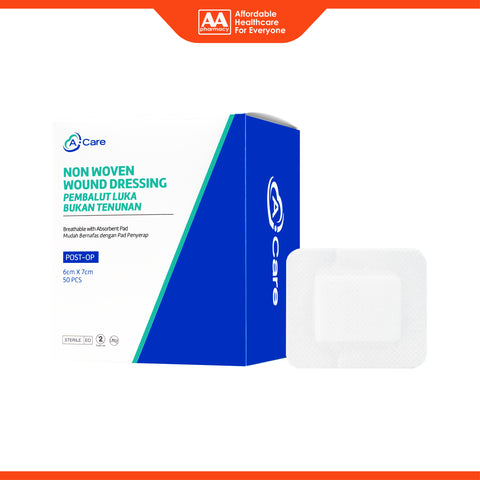 A-Care Non Woven Wound Dressing (Breathable with Absorbent Pad) Size 6cm x 7cm 50's