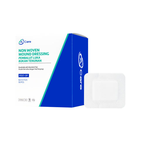 A-Care Non Woven Wound Dressing (Breathable with Absorbent Pad) Size 6cm x 7cm 50's