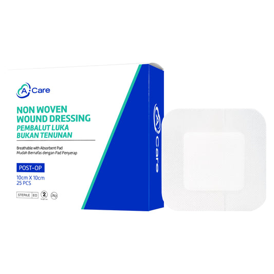 A-Care Non Woven Wound Dressing (Breathable with Absorbent Pad) Size 10cm x 10cm 25's