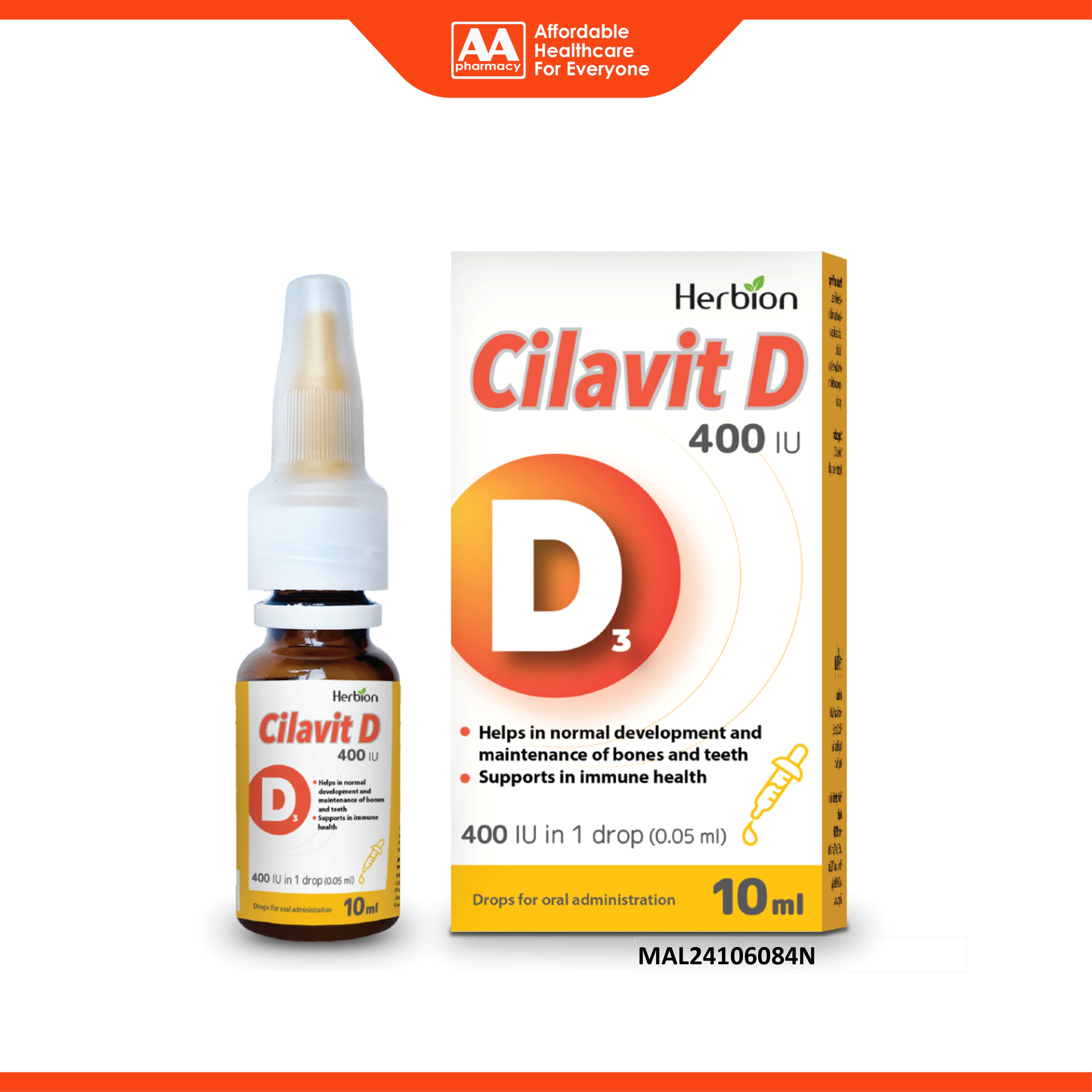 Herbion Cilavit D (Vitamin D3) 400 IU Drop 10mL