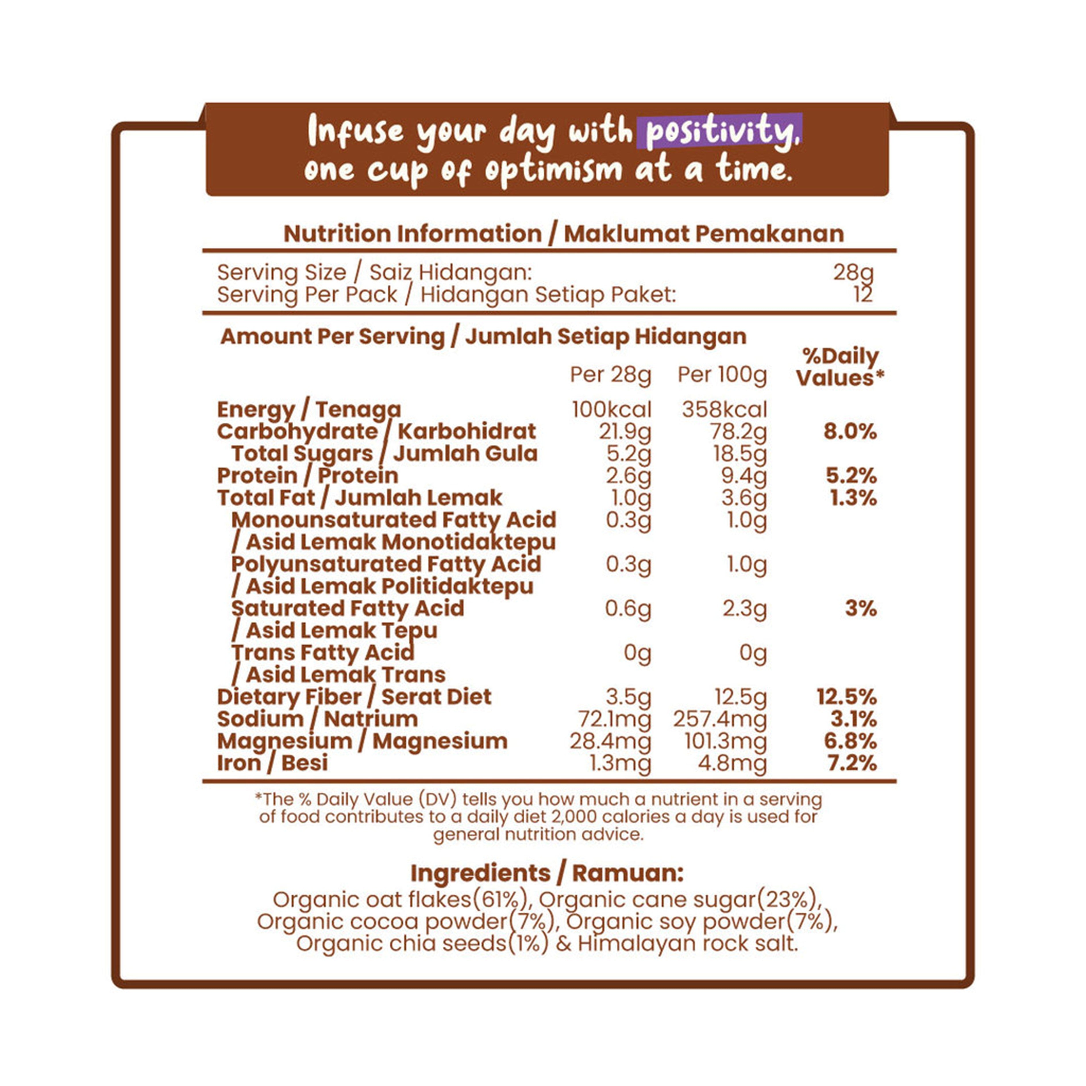 Love Earth Organic Nutri Oat-mazing Instant Cereal Drink Sachet (Chocolate) 28gx12's