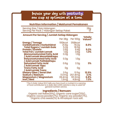 Love Earth Organic Nutri Oat-mazing Instant Cereal Drink Sachet (Chocolate) 28gx12's