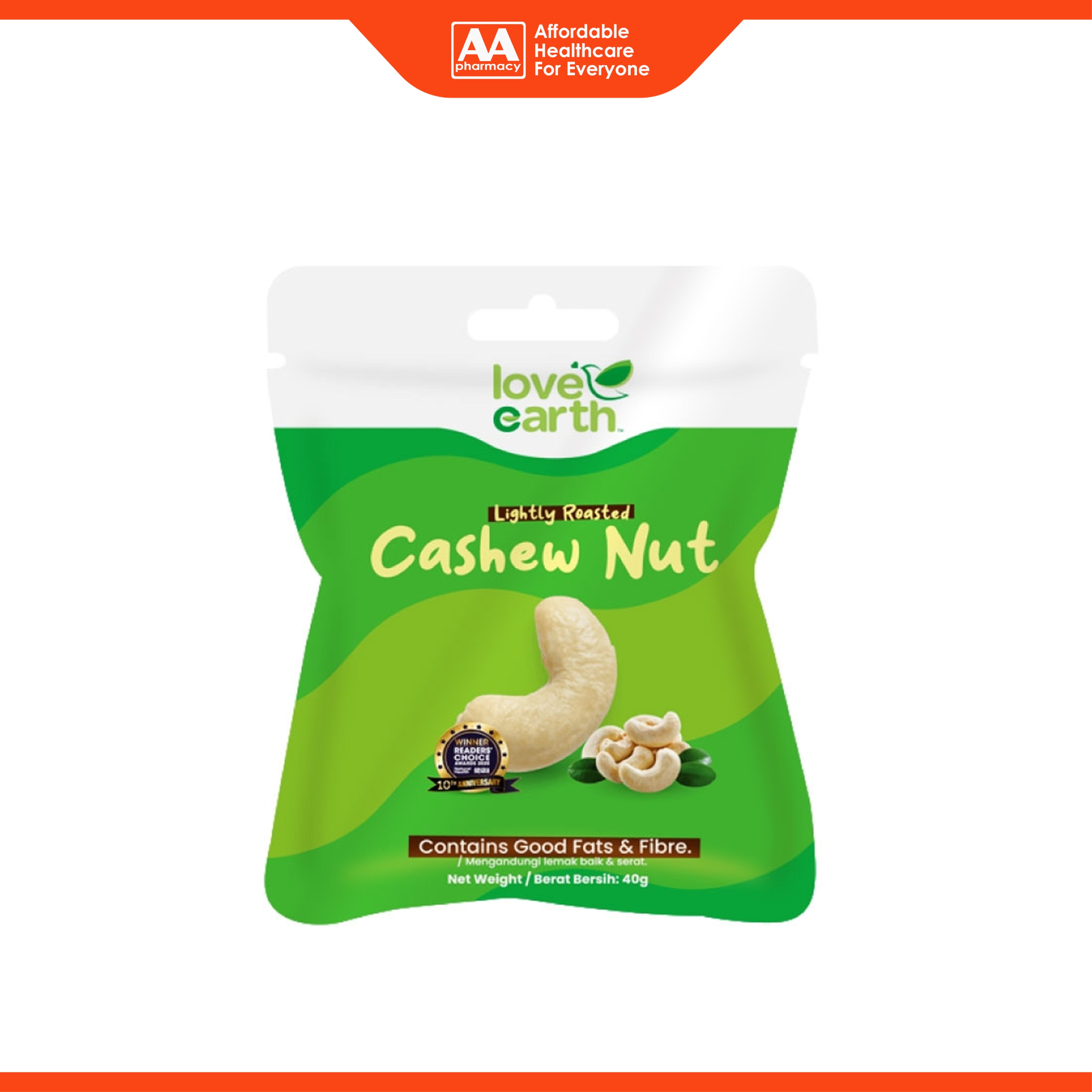Love Earth Lightly Roasted Cashew Nut 40g [Snack Pack]