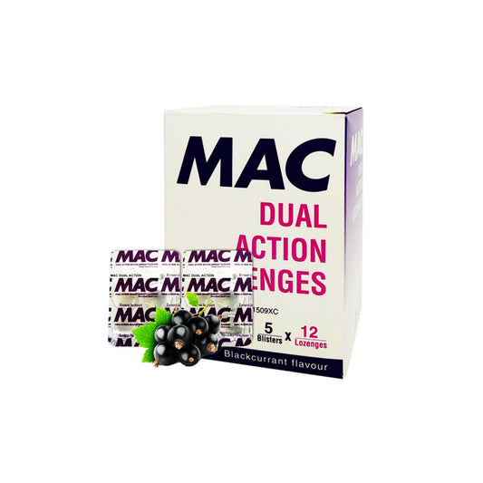 Mac Dual Action Lozenges 5x12's (Blackcurrant Flavour)