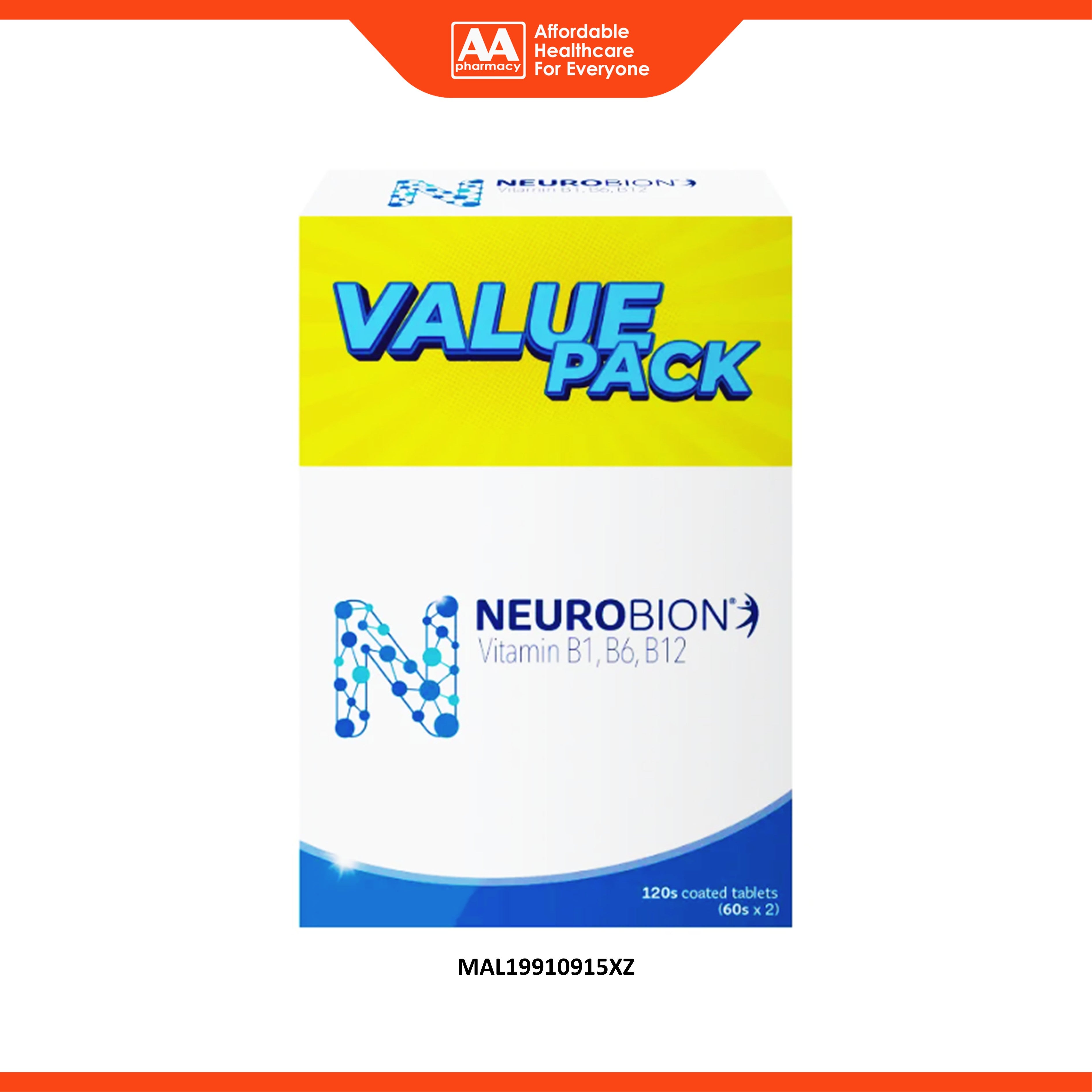 Neurobion (Vitamin B1, B6, B12) Tablet 2x60's [Value Pack]