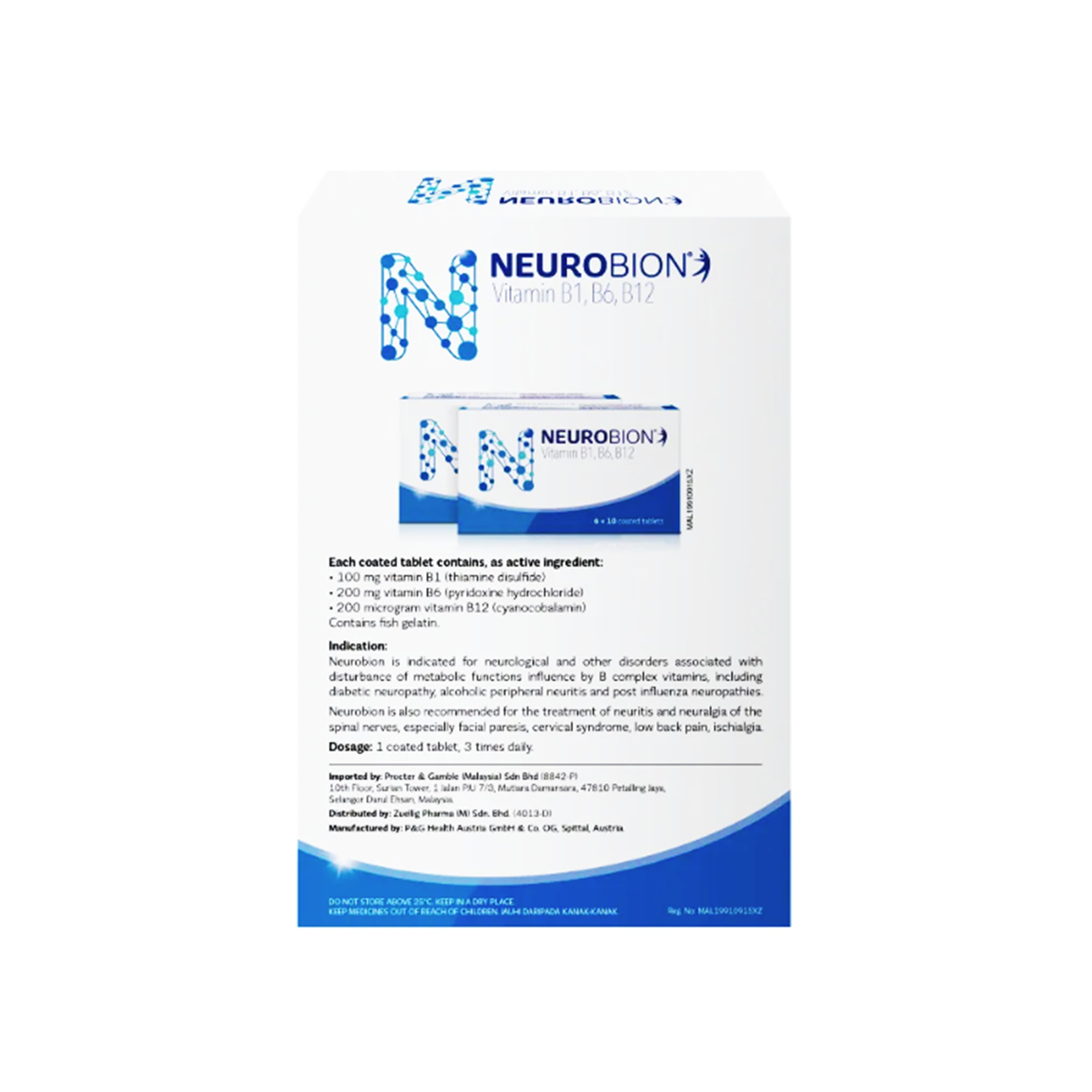 Neurobion (Vitamin B1, B6, B12) Tablet 2x60's [Value Pack]