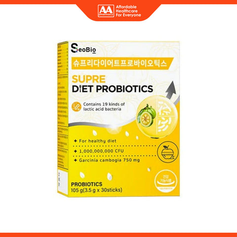 Supre Diet Probiotics (+ Prebiotics, Garcinia Cambogia 750mg, Zinc) Sachet 3.5gx30's
