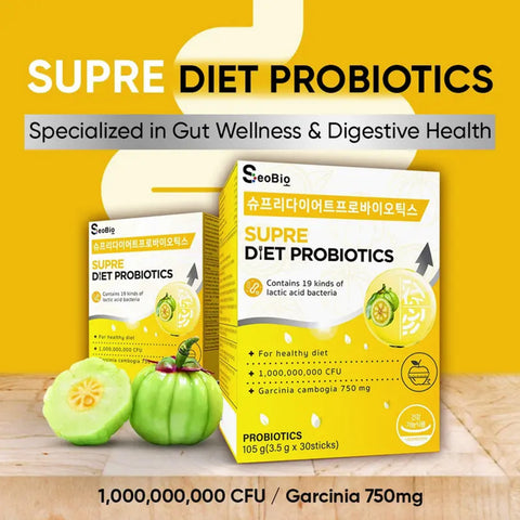 Supre Diet Probiotics (+ Prebiotics, Garcinia Cambogia 750mg, Zinc) Sachet 3.5gx30's