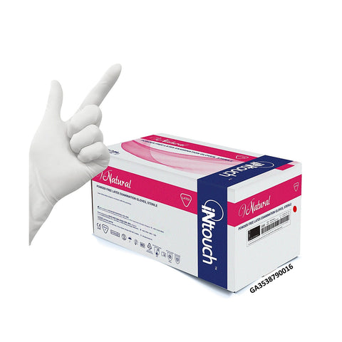 iNtouch V Natural Powder Free Sterile Latex Examination Gloves (Size M) 50 Pairs