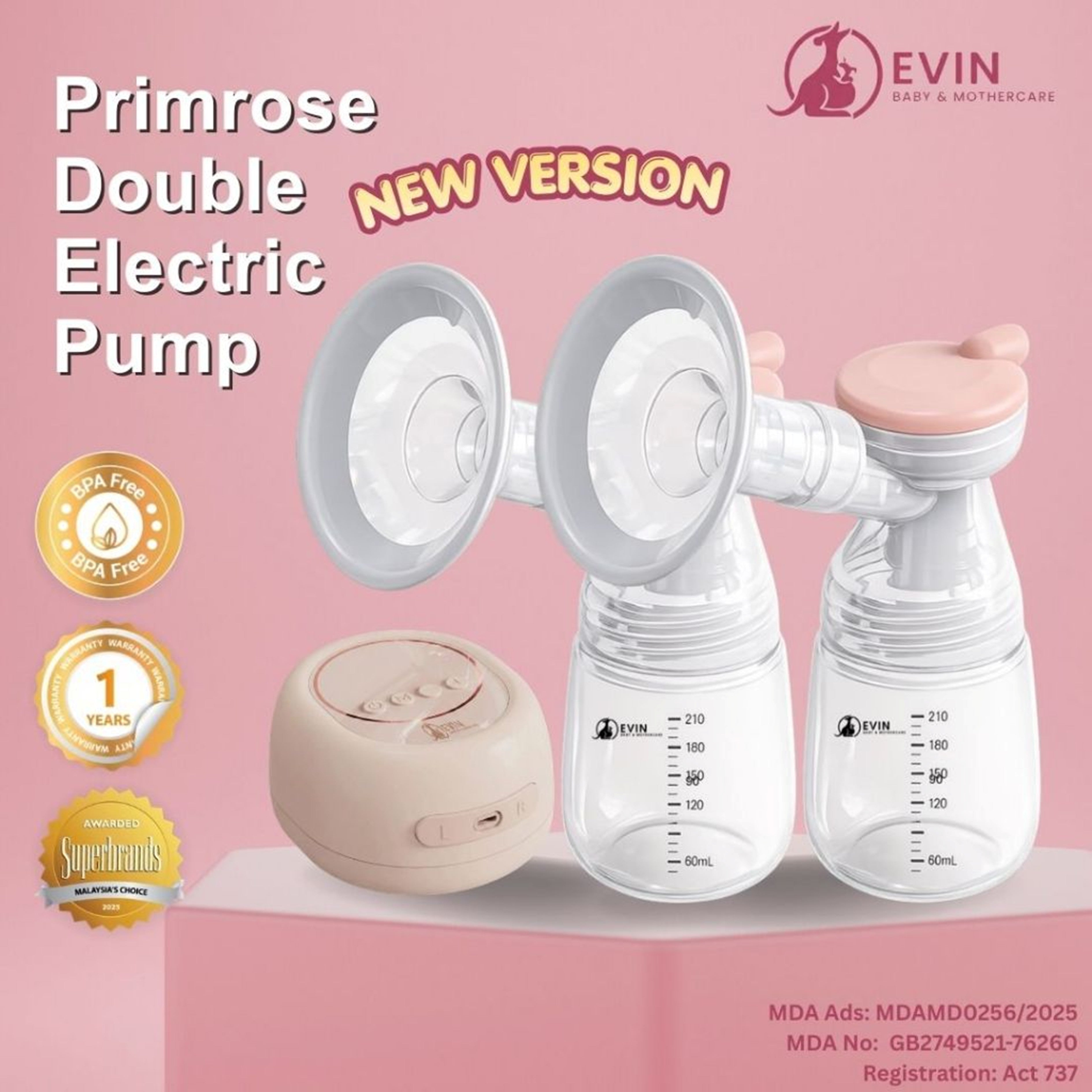Evin Primrose Electric Double Breast Pump [1 Year Warranty]