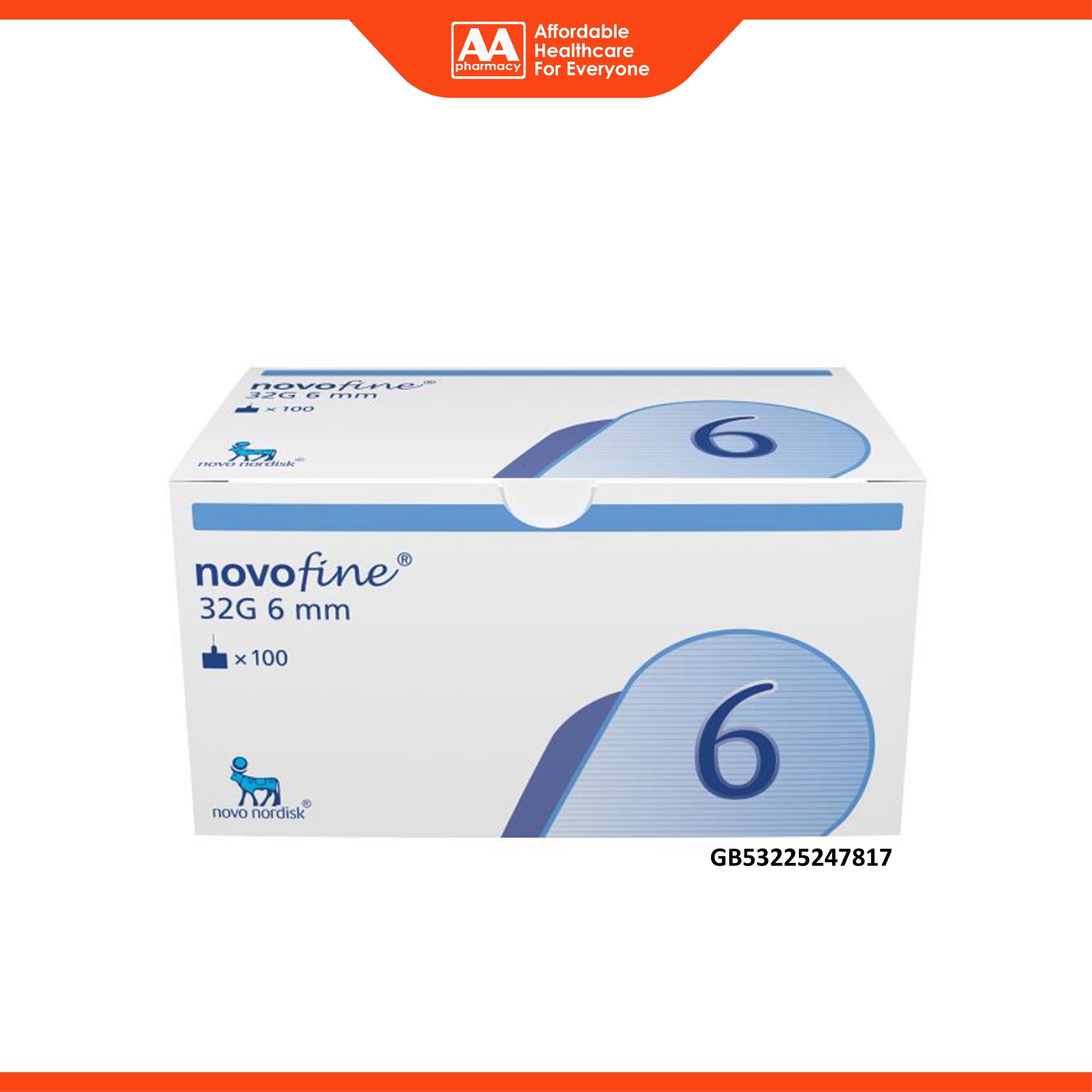 NovoFine Insulin Pen Needle (32G, 6mm) 100's