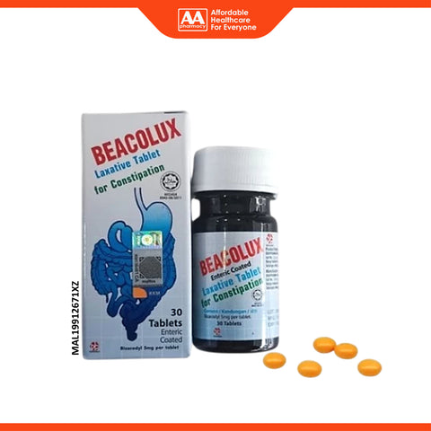 Beacolux Laxative Tablet for Constipation (Enteric Coated, Bisacodyl 5mg) 30's