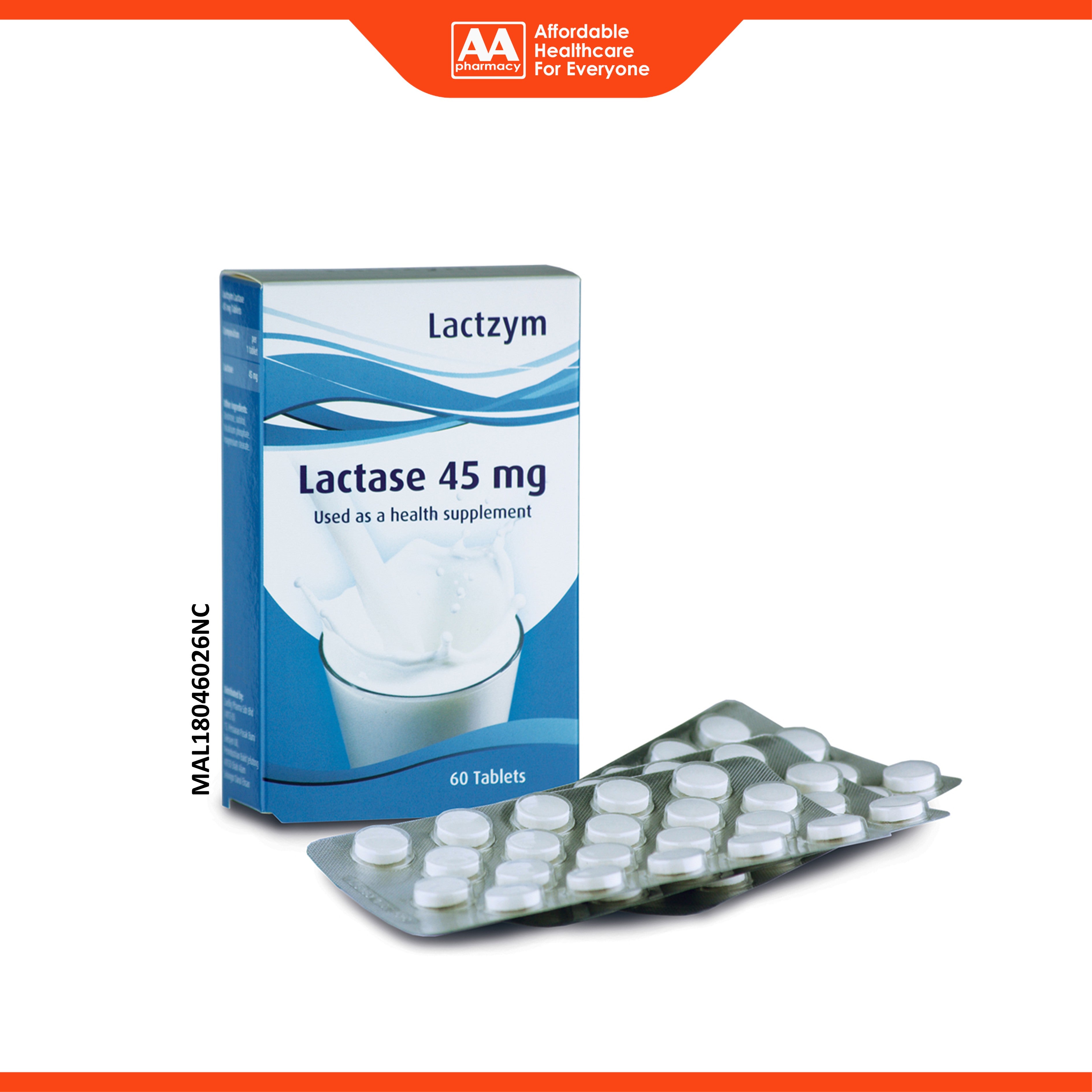 Lactzym Lactase 45mg Tablet 60's (Lactose Intolerance)
