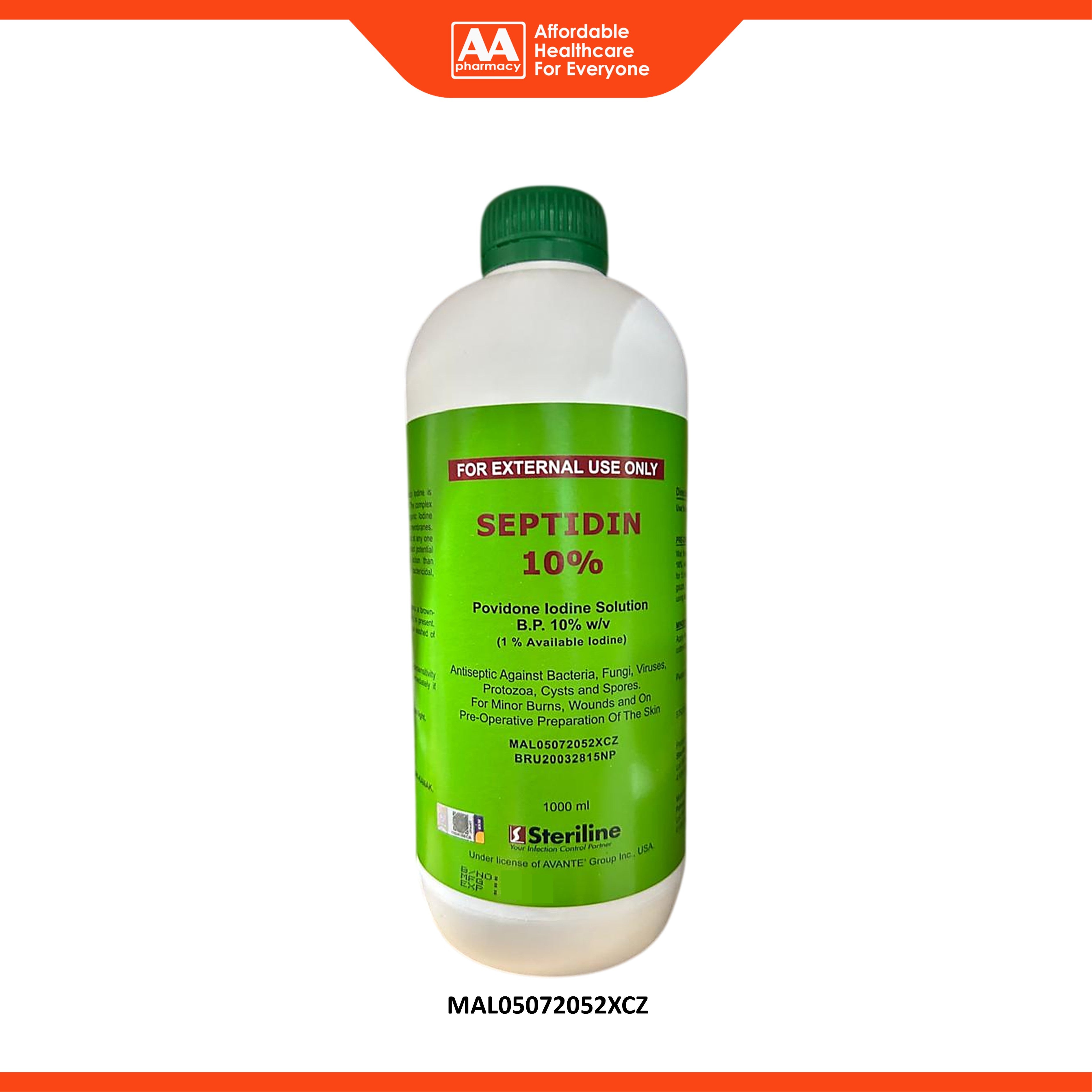 Septidin Povidone Iodine Solution B.P. 10% w/v 1000mL