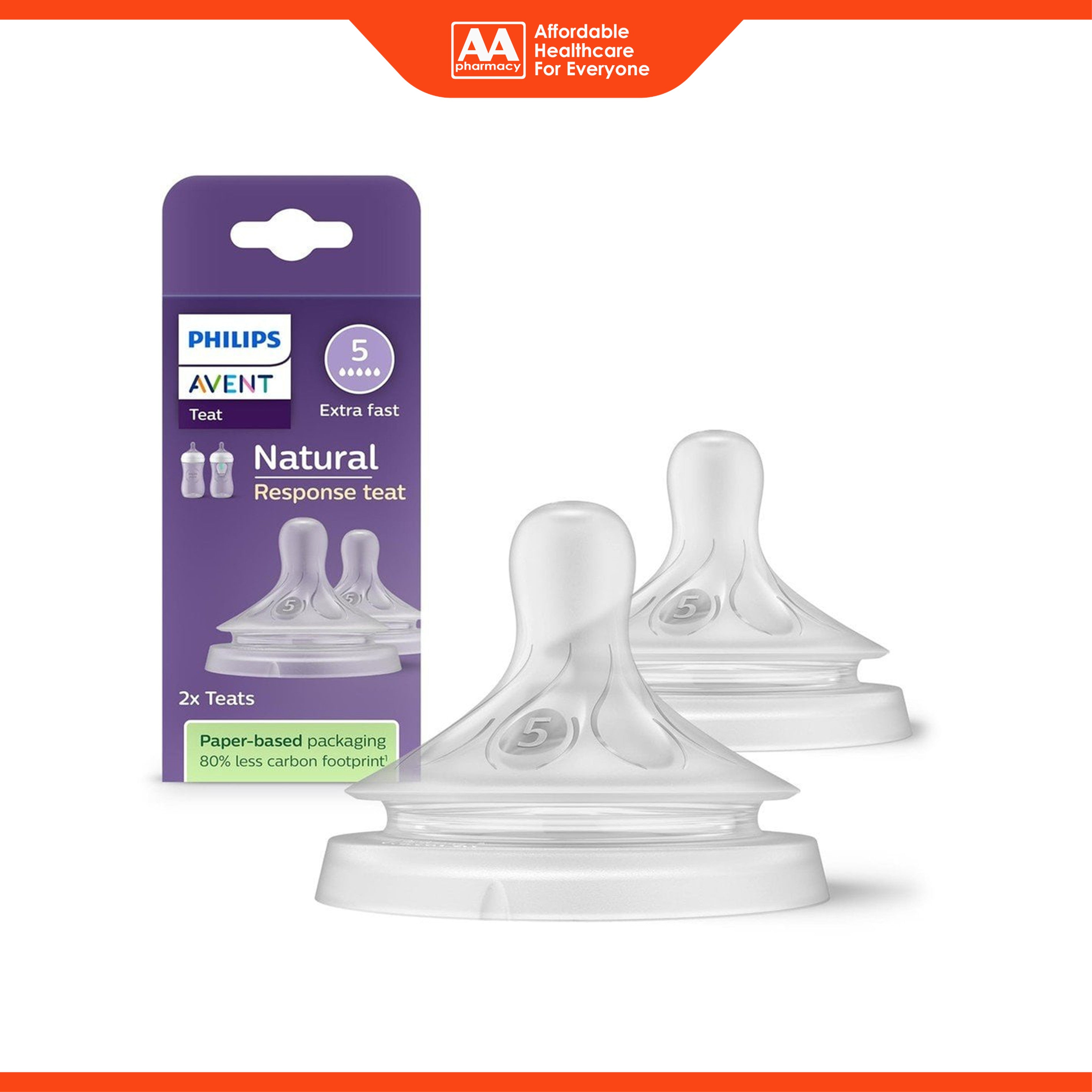 Philips Avent Natural Response Teat (5, Extra Fast / SCY965/02) 2's