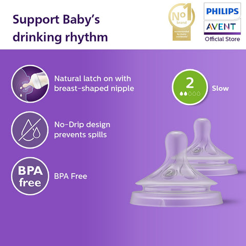 Philips Avent Natural Response Teat (2, Slow / SCY962/02) 2's