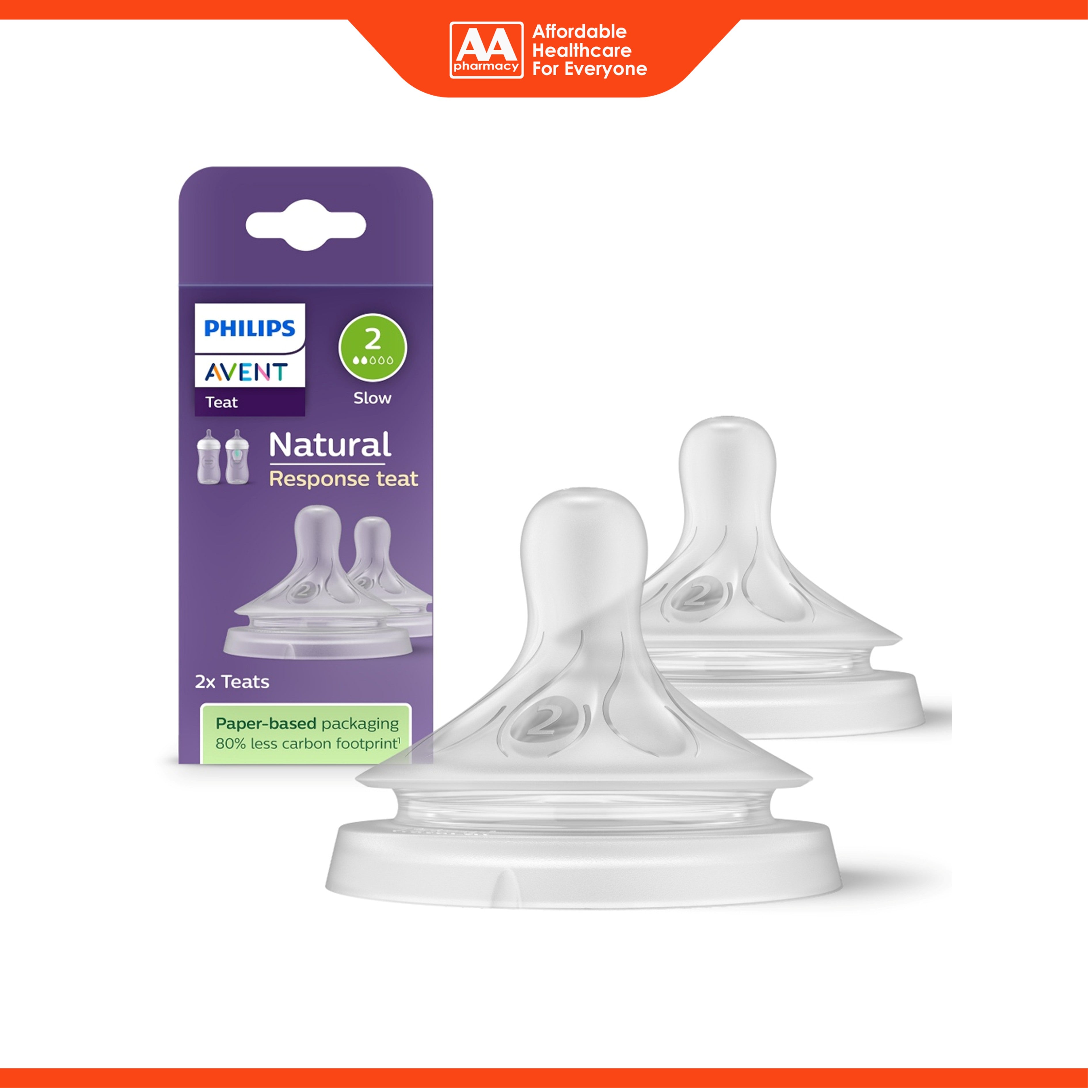 Philips Avent Natural Response Teat (2, Slow / SCY962/02) 2's