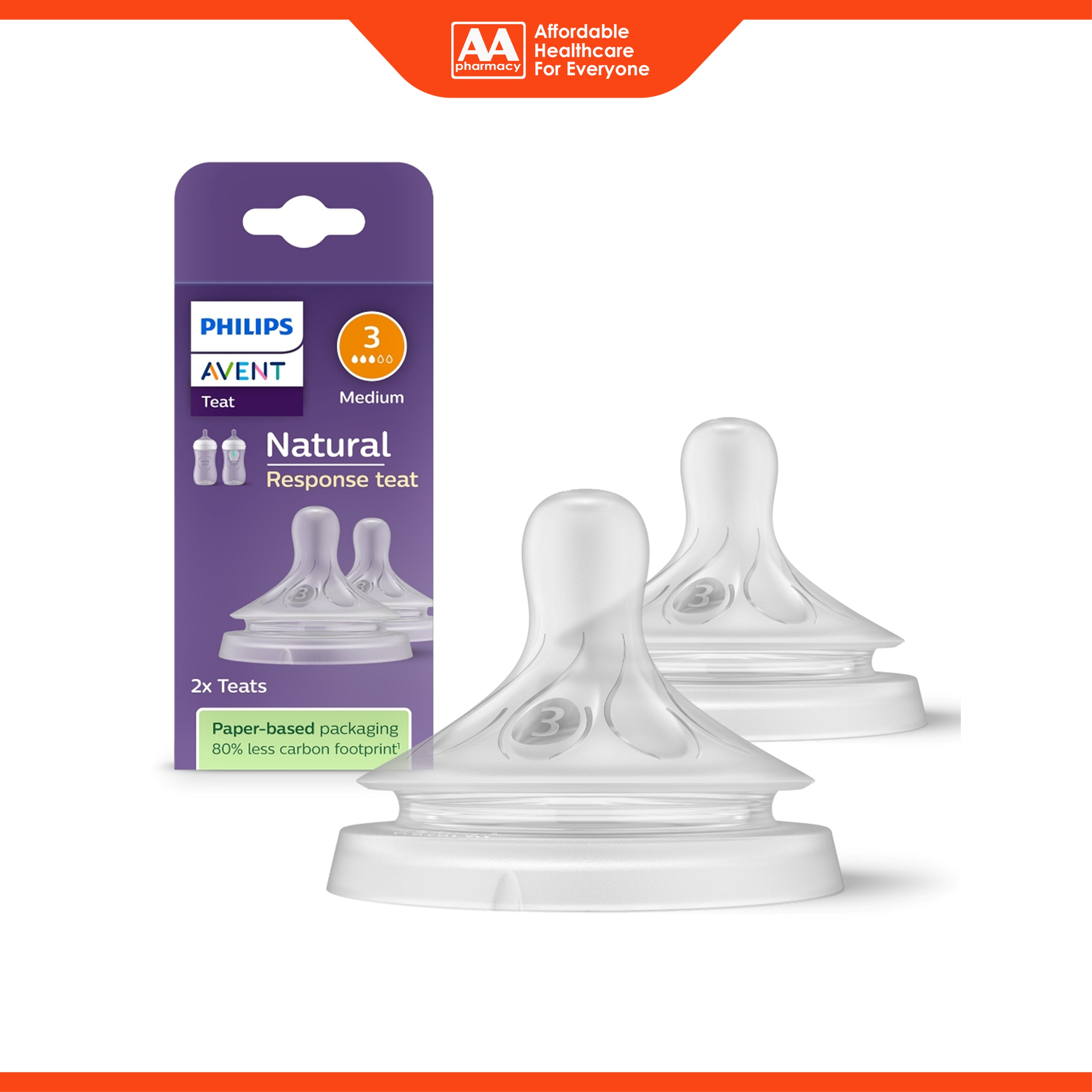 Philips Avent Natural Response Teat (3, Medium / SCY963/02) 2's