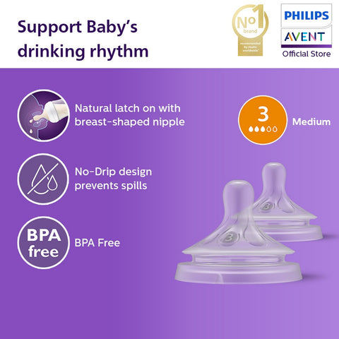 Philips Avent Natural Response Teat (3, Medium / SCY963/02) 2's