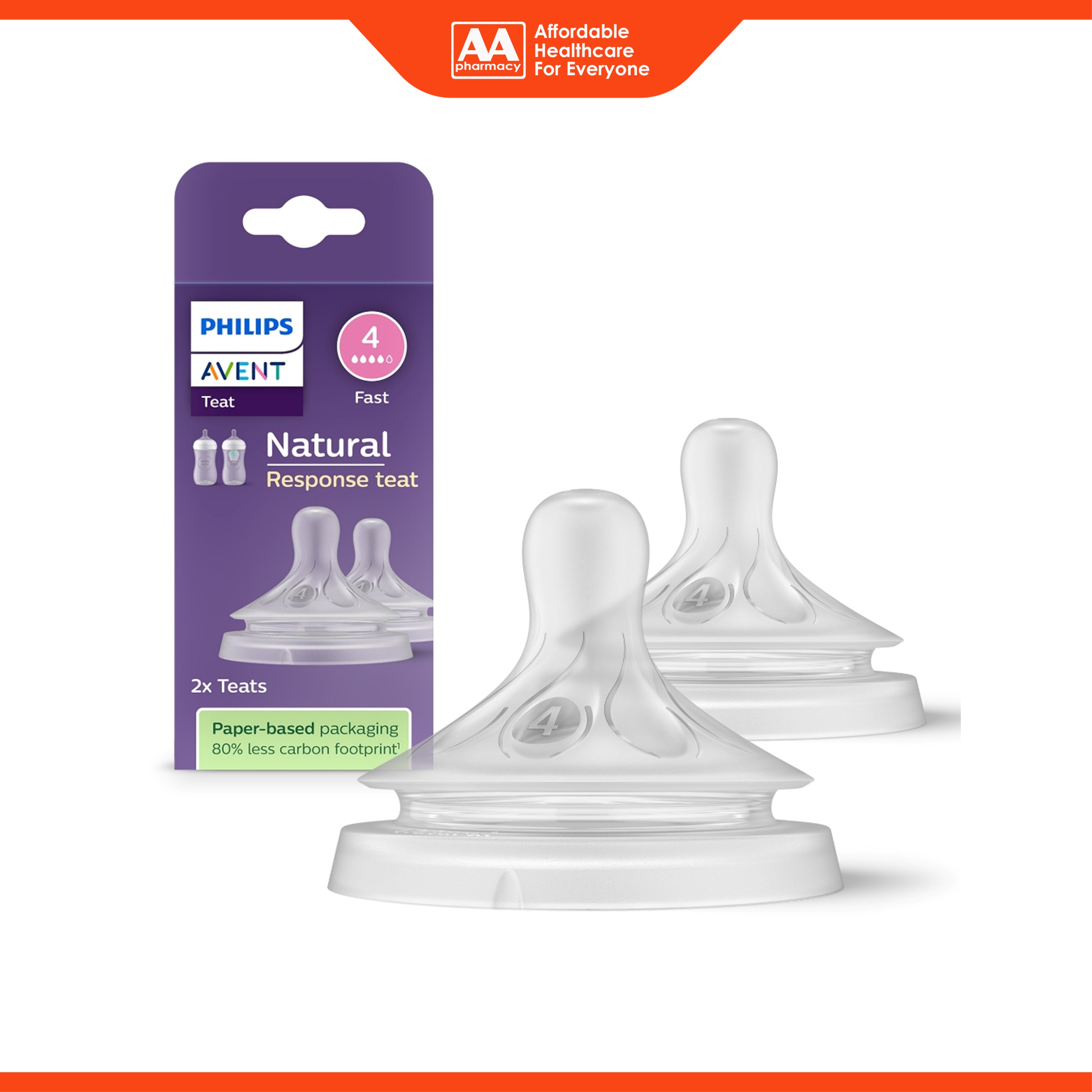 Philips Avent Natural Response Teat (4, Fast / SCY964/02) 2's