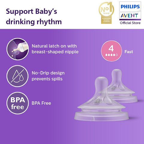 Philips Avent Natural Response Teat (4, Fast / SCY964/02) 2's
