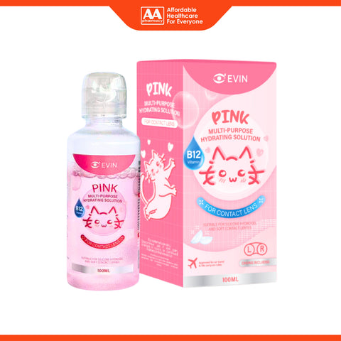 Evin Pink Multi-Purpose Hydrating Solution for Contact Lens 100mL (Casing Included)