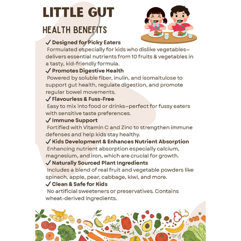 Biome Little Gut Vege Vitamin (Botanical Beverage Mix Corn Powder with Mixed Fruits and Vegetables Powder) Sachet 12gx30's